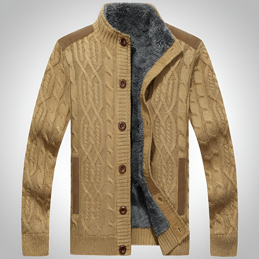 Glevato | Men's Cable Knit Button-Front Cardigan
