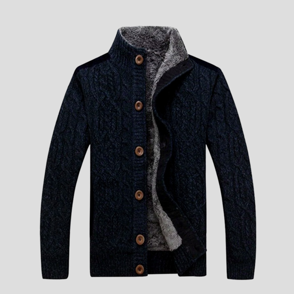 Glevato | Men's Cable Knit Button-Front Cardigan