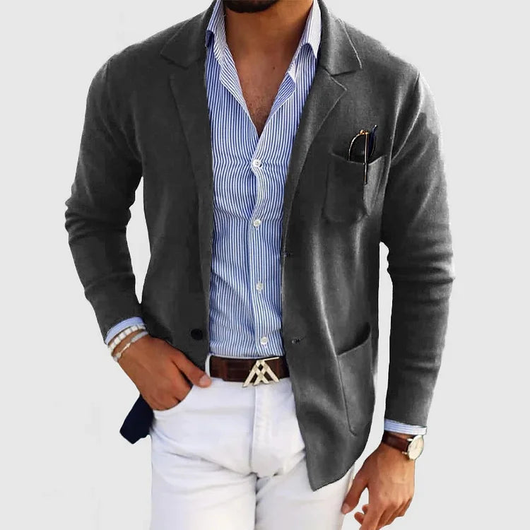 Glevato | Men's Casual Knit Blazer with Patch Pockets