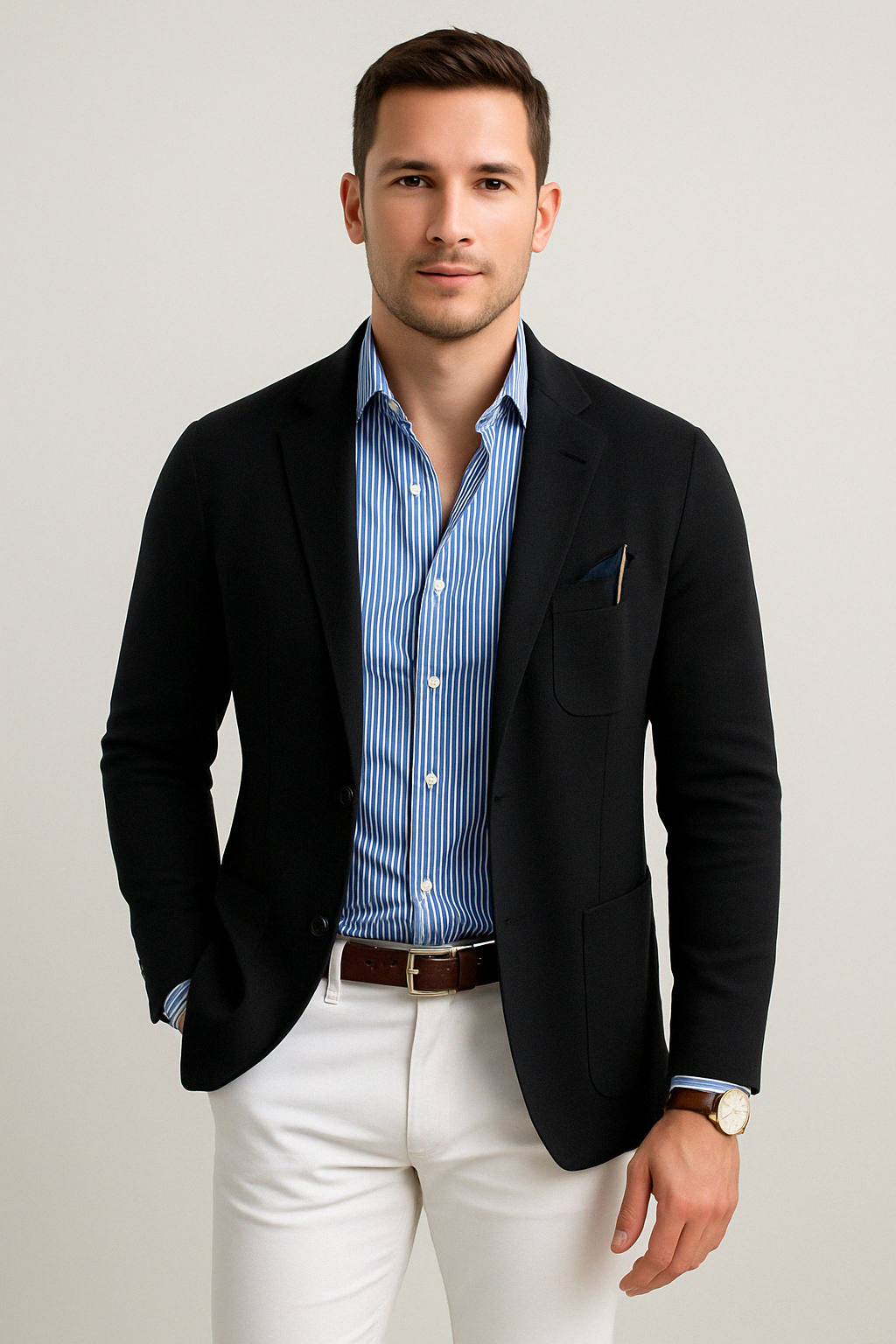 Glevato | Men's Casual Knit Blazer with Patch Pockets