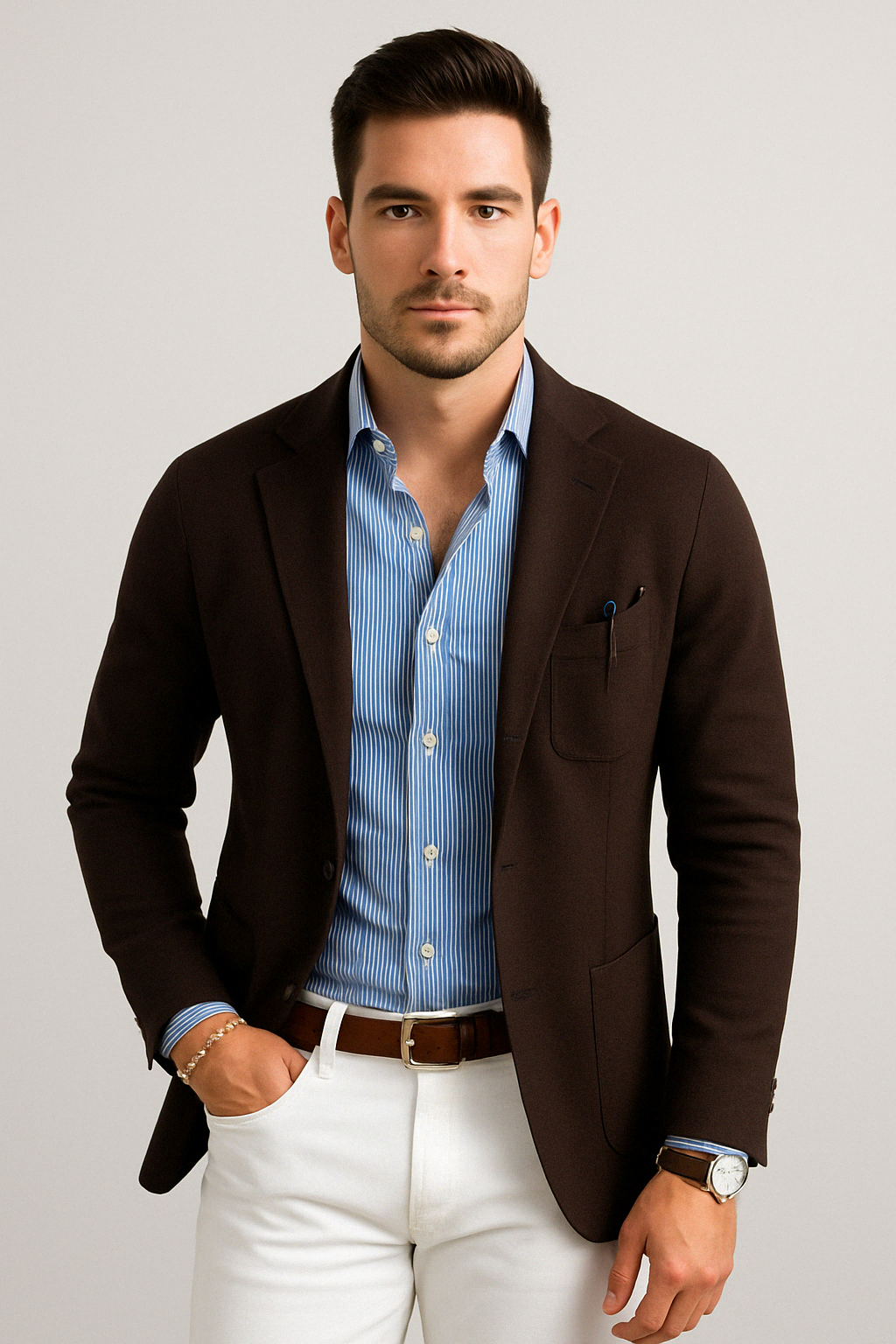 Glevato | Men's Casual Knit Blazer with Patch Pockets