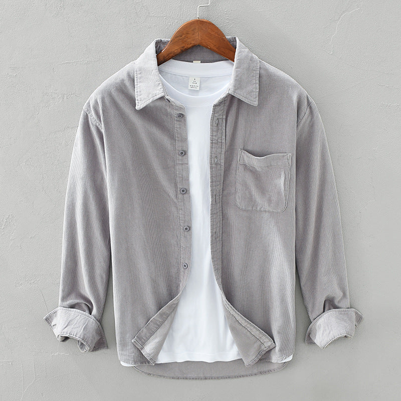 Glevato | Men's Corduroy Button-Up Shirt with Chest Pocket
