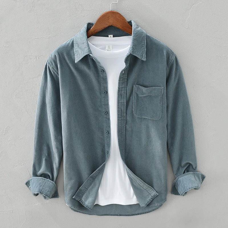 Glevato | Men's Corduroy Button-Up Shirt with Chest Pocket