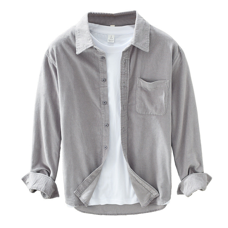 Glevato | Men's Corduroy Button-Up Shirt with Chest Pocket