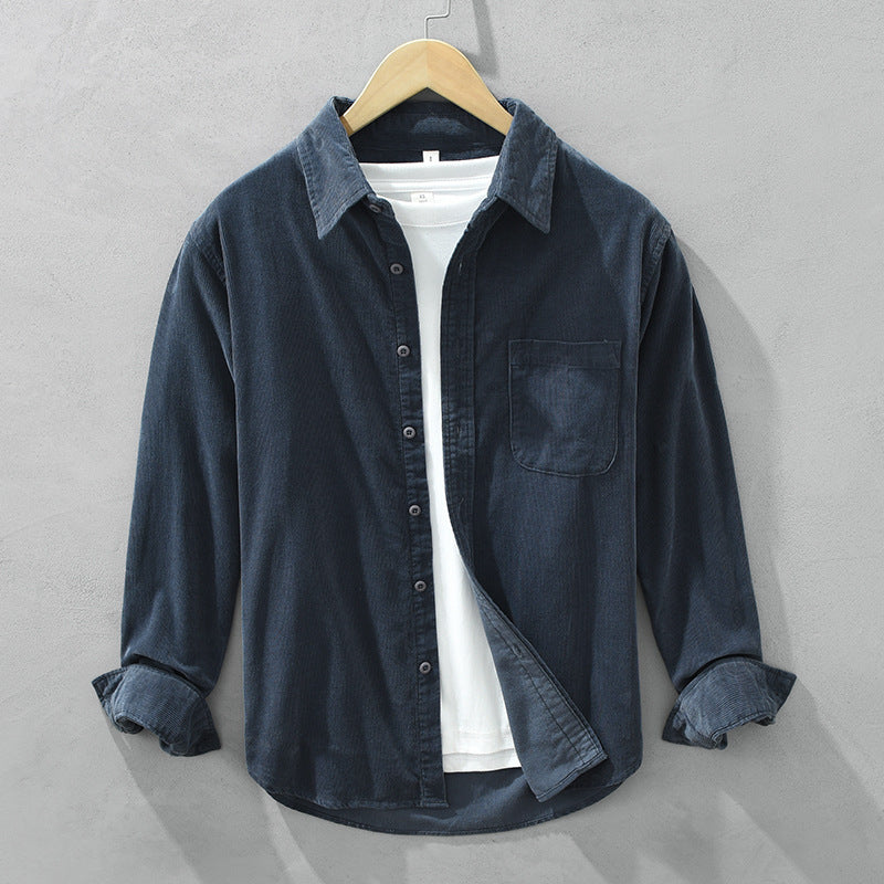 Glevato | Men's Corduroy Button-Up Shirt with Chest Pocket