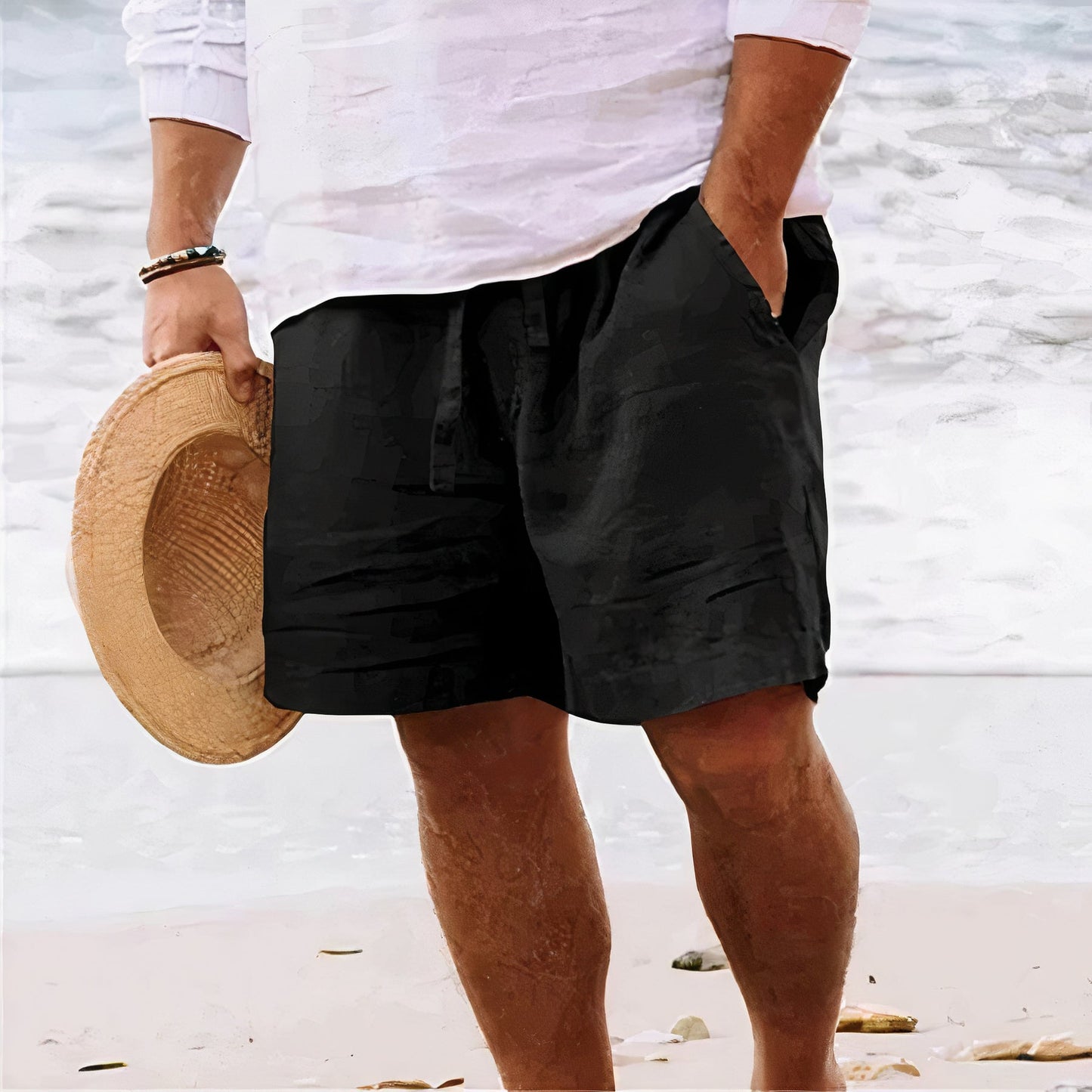 Glevato | Men's Drawstring Linen Shorts - Relaxed Fit