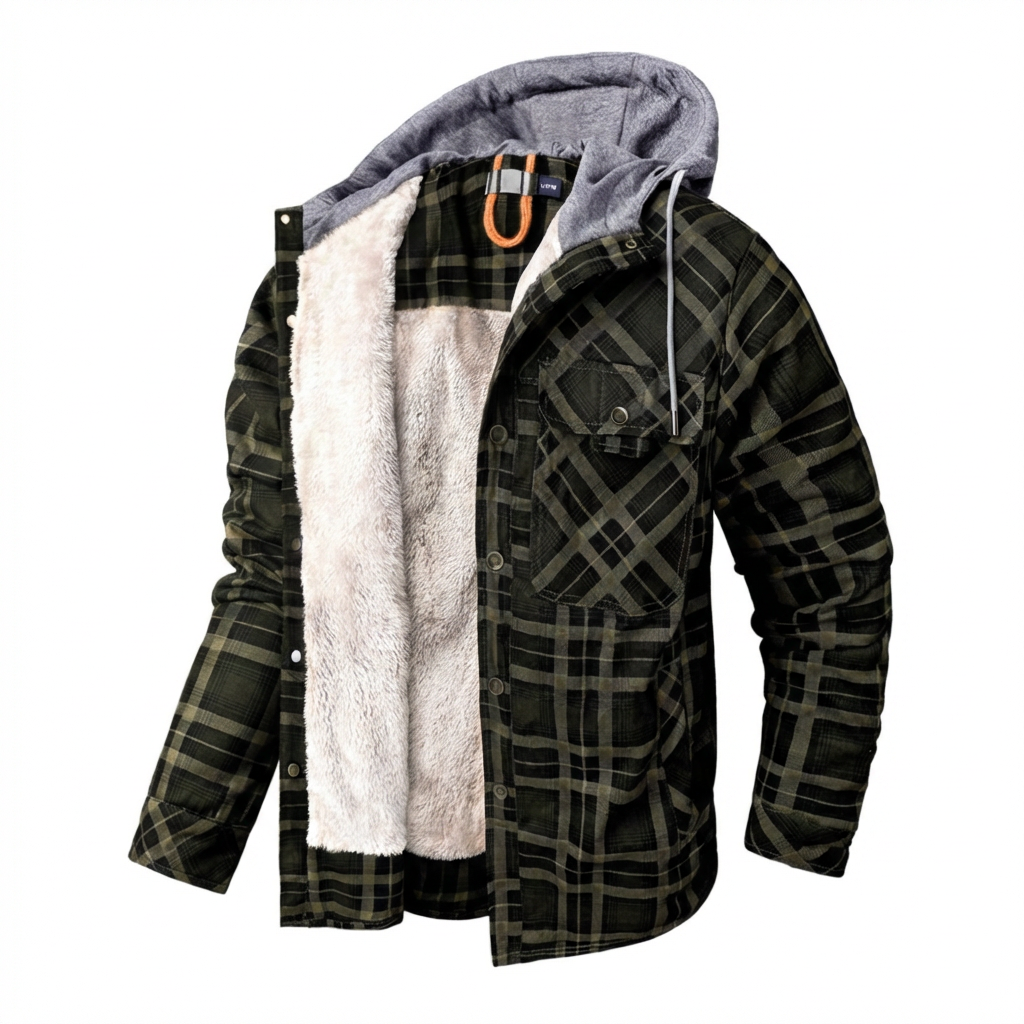Glevato | Men's Hooded Plaid Lined Overshirt