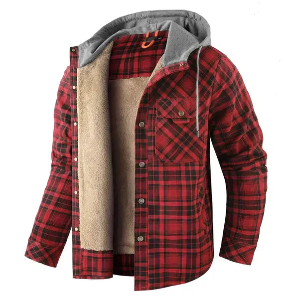 Glevato | Men's Hooded Plaid Lined Overshirt