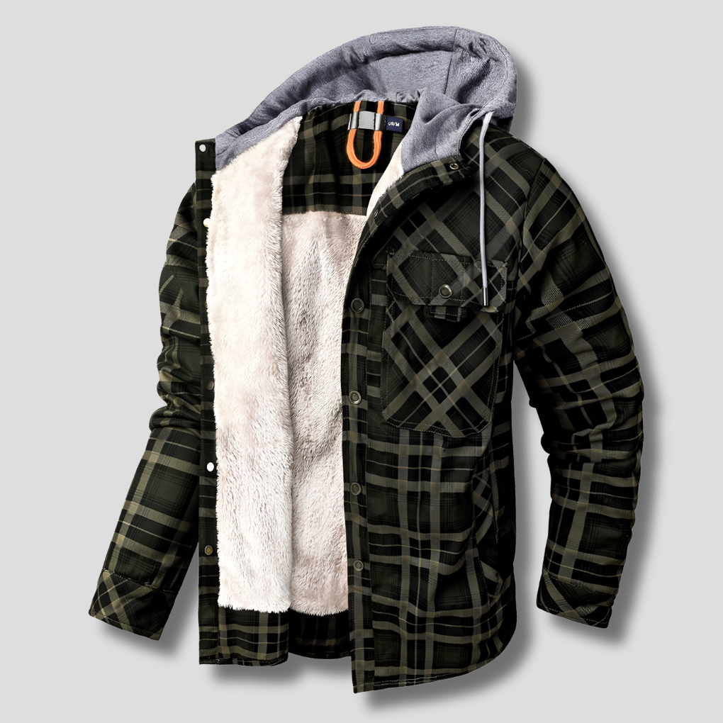 Glevato | Men's Hooded Plaid Lined Overshirt