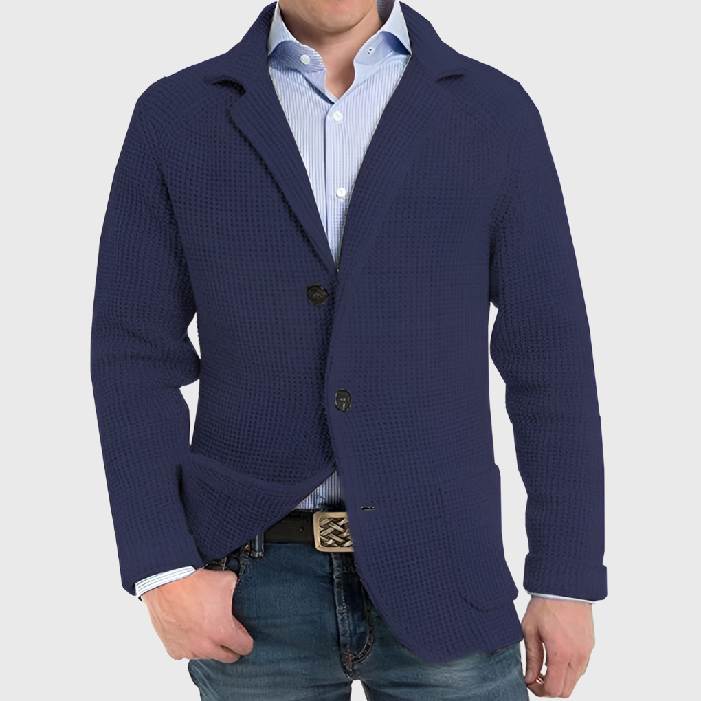 Glevato | Men's Knit Blazer Jacket with Button Front