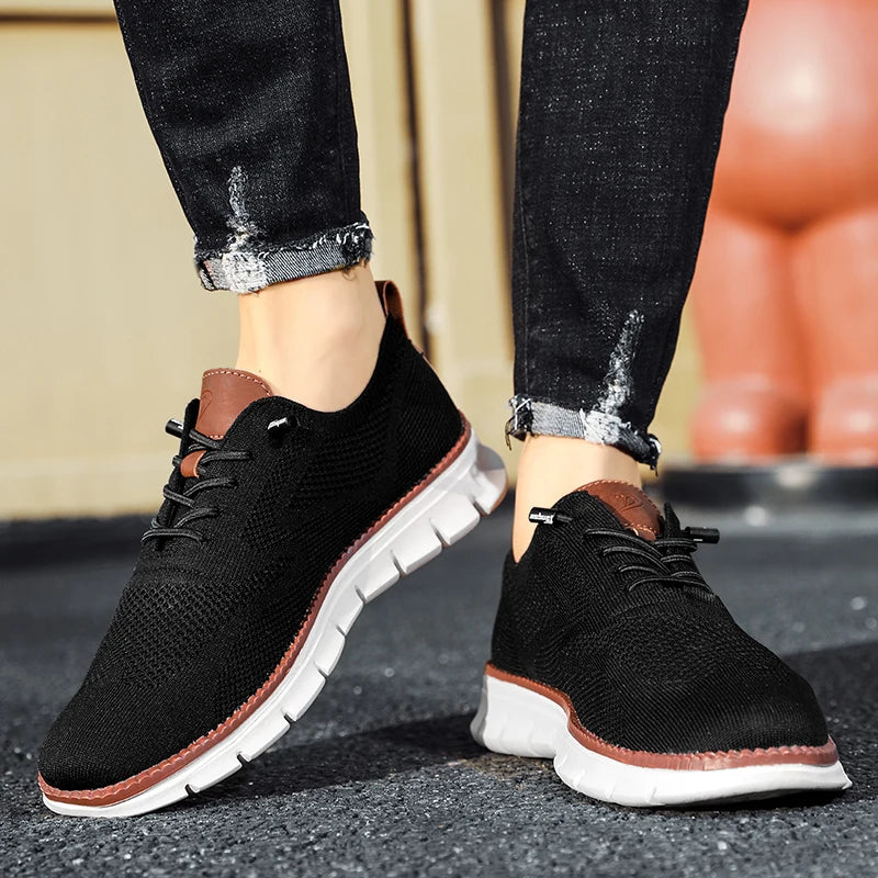Glevato | Men's Knit Oxford Sneakers with Lace-Up Detail