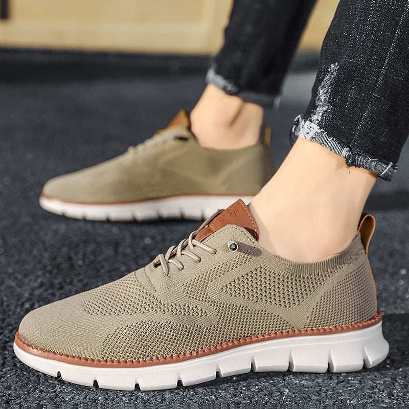 Glevato | Men's Knit Oxford Sneakers with Lace-Up Detail