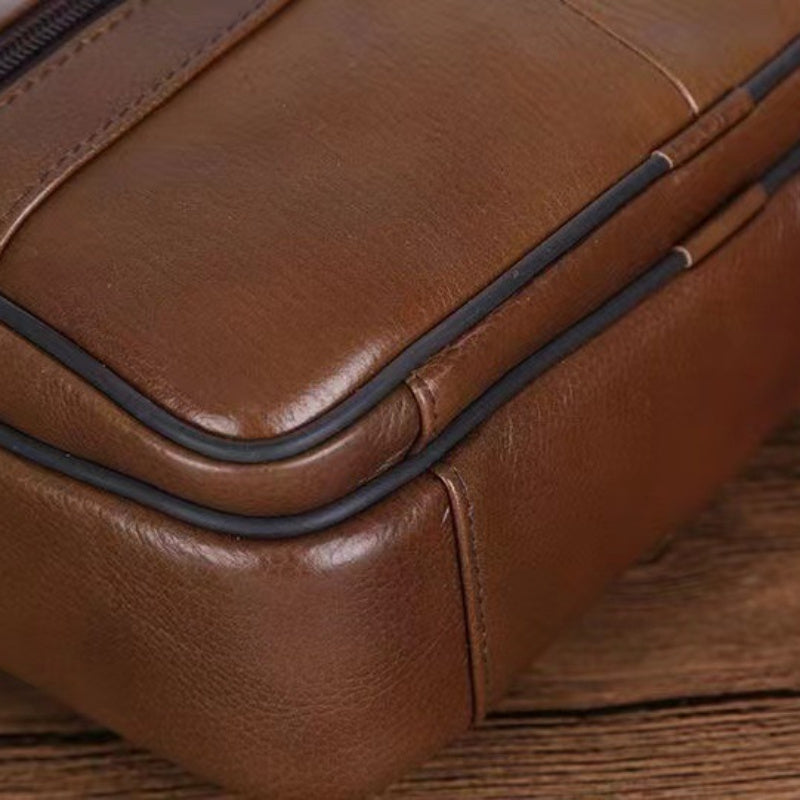 Glevato | Men’s Leather Shoulder Bag | Genuine Cowhide Crossbody | Adjustable Strap
