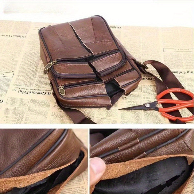 Glevato | Men’s Leather Shoulder Bag | Genuine Cowhide Crossbody | Adjustable Strap