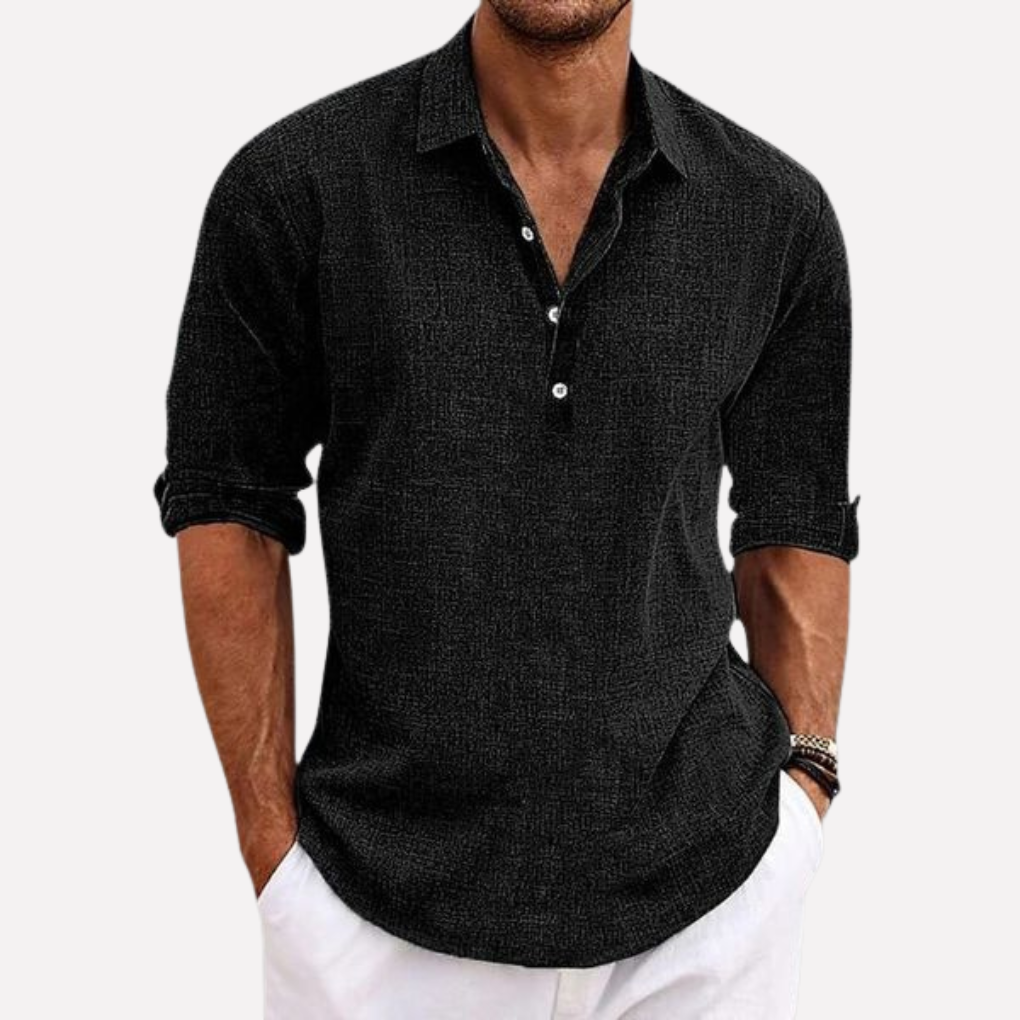 Glevato | Men's Linen Blend Henley Shirt