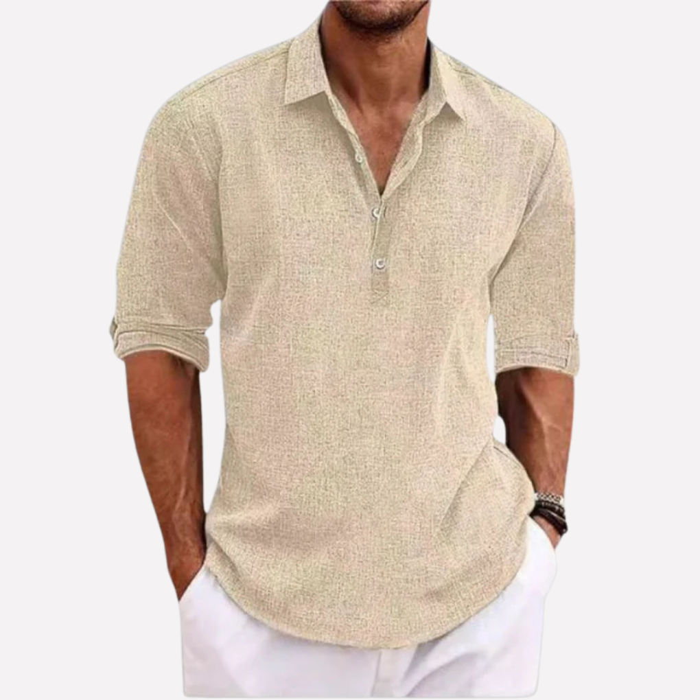Glevato | Men's Linen Blend Henley Shirt