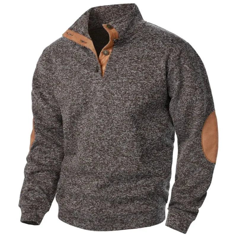 Glevato | Men's Pullover Sweater with Suede Patches
