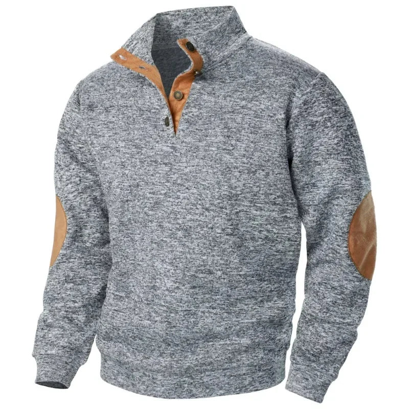 Glevato | Men's Pullover Sweater with Suede Patches