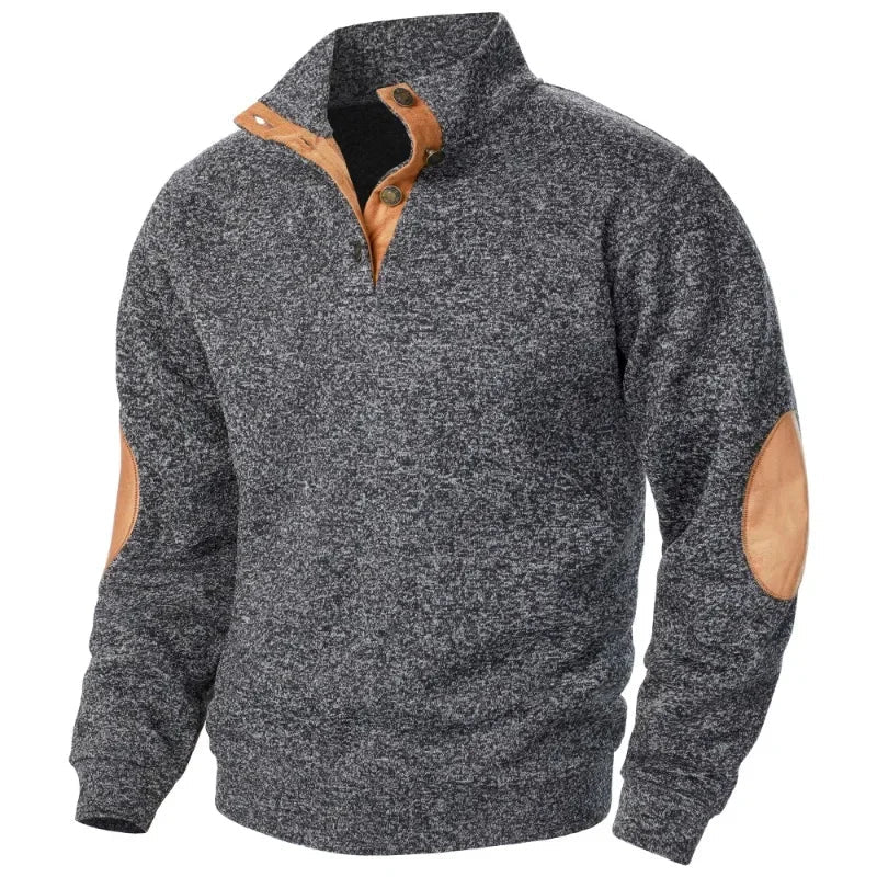 Glevato | Men's Pullover Sweater with Suede Patches