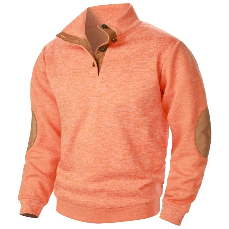 Glevato | Men's Pullover Sweater with Suede Patches