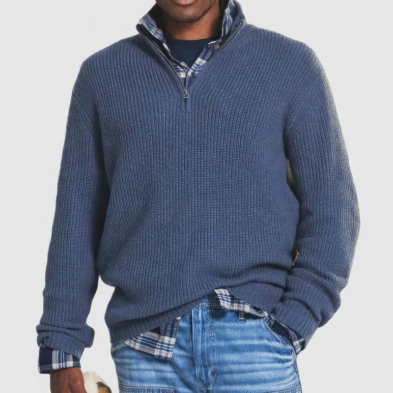 Glevato | Men's Quarter Zip Ribbed Knit Sweater
