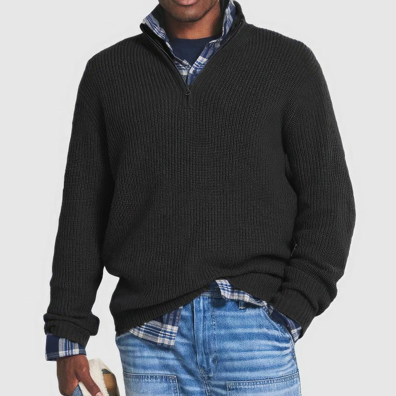 Glevato | Men's Quarter Zip Ribbed Knit Sweater