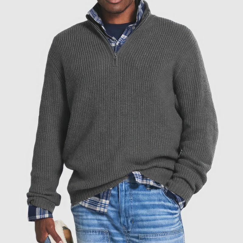 Glevato | Men's Quarter Zip Ribbed Knit Sweater