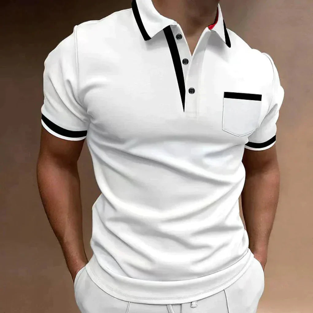 Glevato | Men's Short Sleeve Polo Shirt with Pocket Detail
