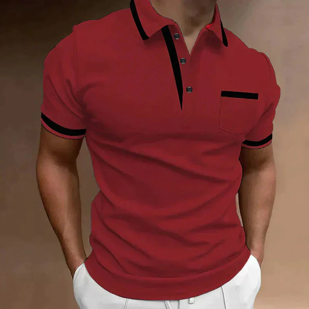 Glevato | Men's Short Sleeve Polo Shirt with Pocket Detail