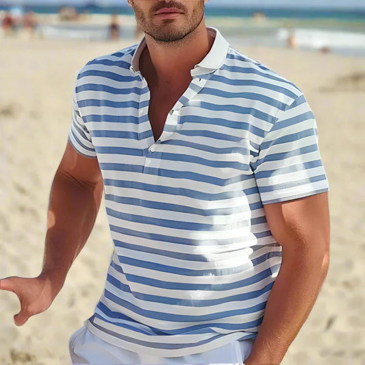 Glevato | Men's Striped Short-Sleeve Polo Shirt
