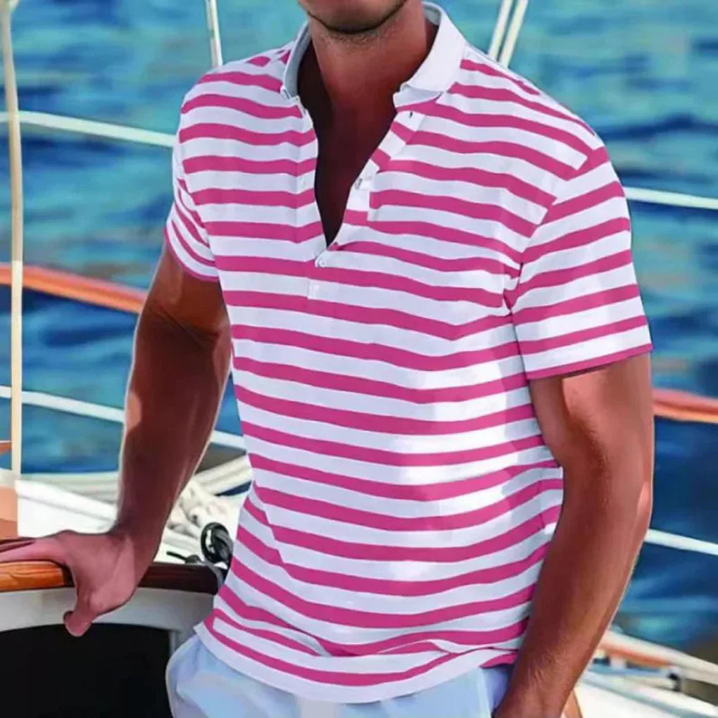 Glevato | Men's Striped Short-Sleeve Polo Shirt