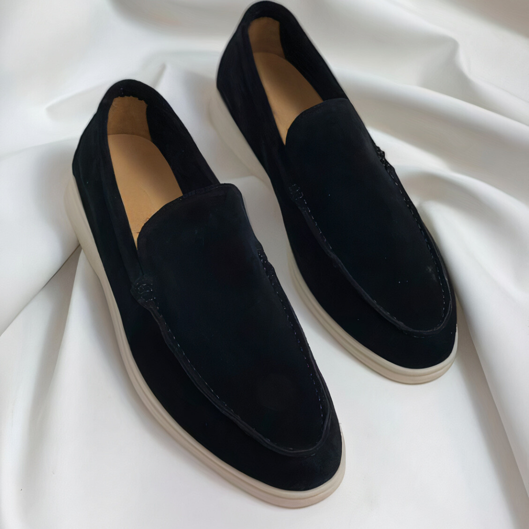 Glevato | Men's Suede Loafers with Stitching Detail