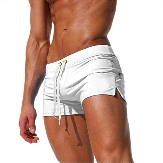 Glevato | Men's Swim Shorts with Drawstring Waistband and Side Slits