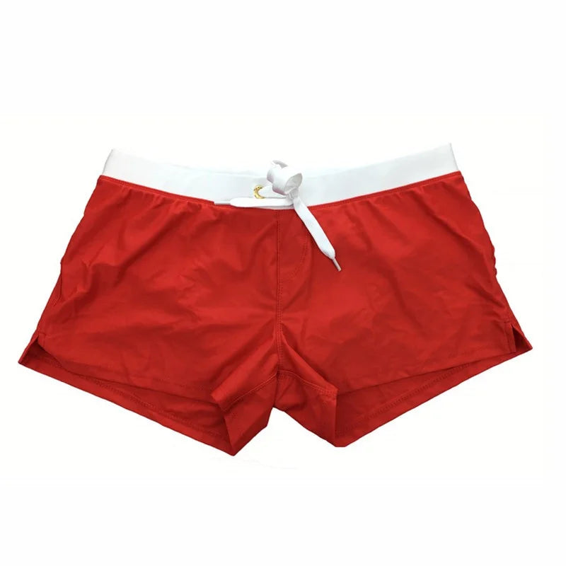 Glevato | Men's Swim Shorts with Drawstring Waistband and Side Slits