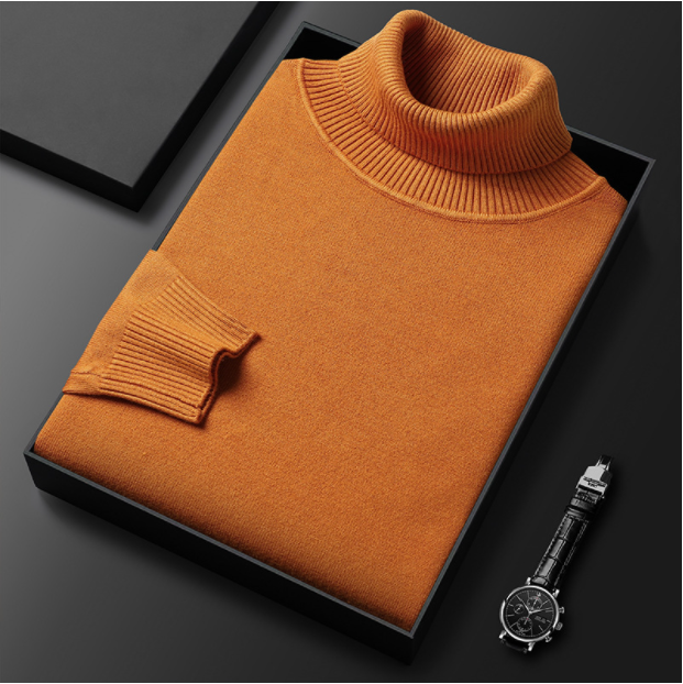 Glevato | Men's Turtleneck Sweater with Ribbed Cuffs