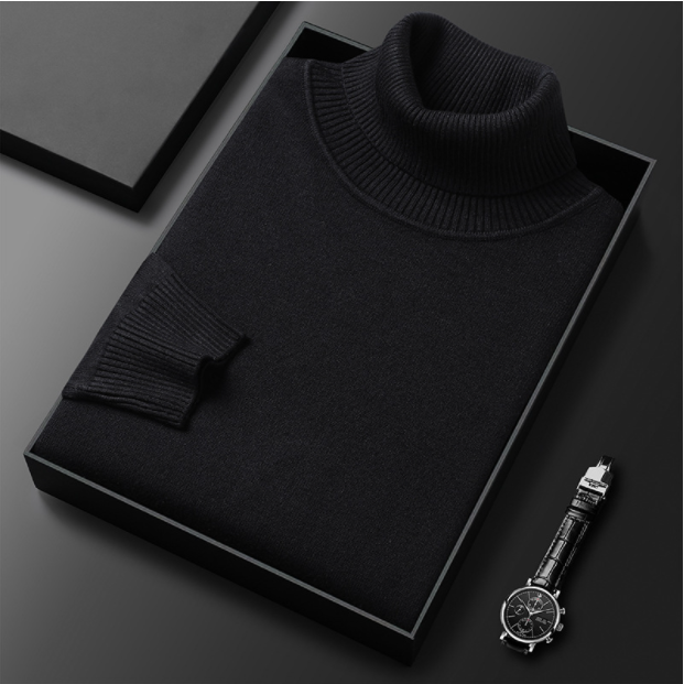 Glevato | Men's Turtleneck Sweater with Ribbed Cuffs