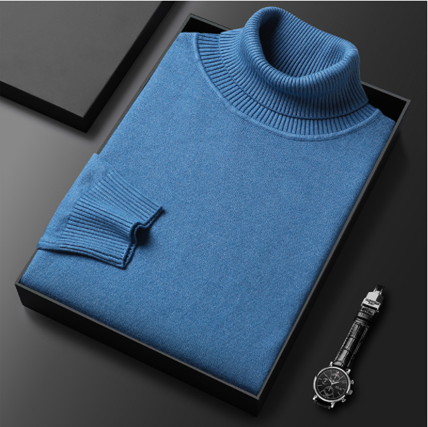 Glevato | Men's Turtleneck Sweater with Ribbed Cuffs