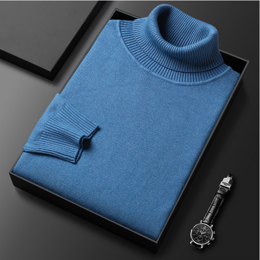 Glevato | Men's Turtleneck Sweater with Ribbed Cuffs