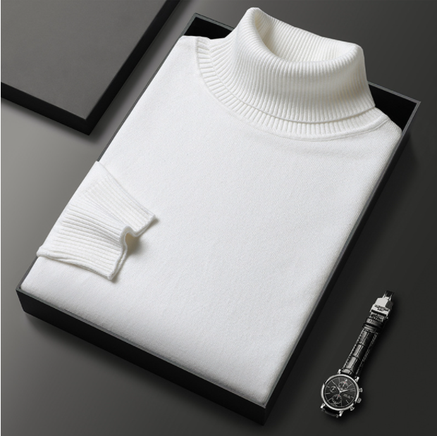 Glevato | Men's Turtleneck Sweater with Ribbed Cuffs
