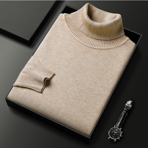 Glevato | Men's Turtleneck Sweater with Ribbed Cuffs