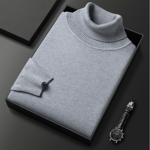 Glevato | Men's Turtleneck Sweater with Ribbed Cuffs