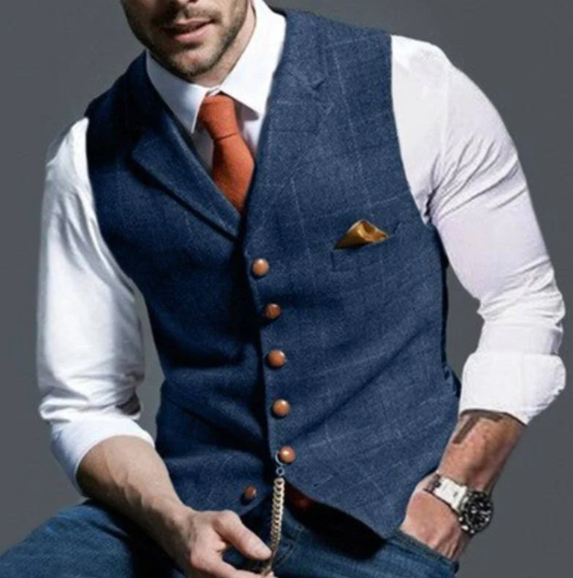 Glevato | Men's Tweed Vest with Button Front