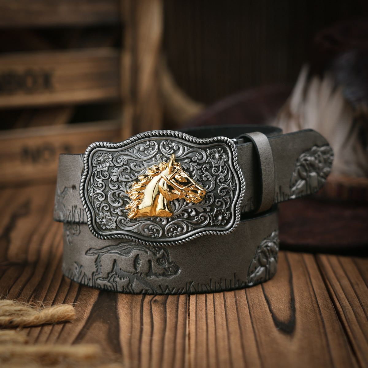 Glevato | Men's Western Style – Vegan Leather Belt with Solid Metal Buckle