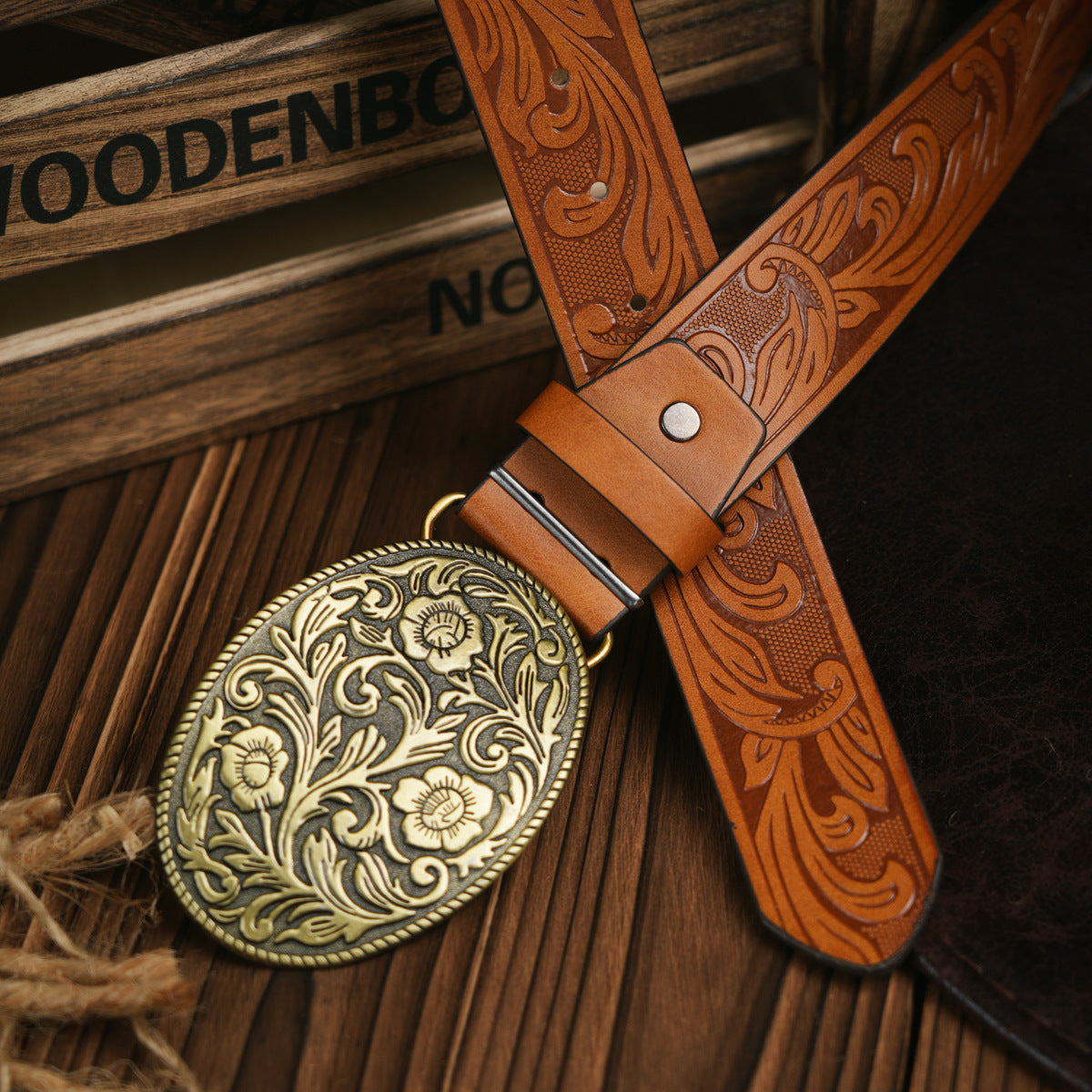 Glevato | Men's Western Style – Vegan Leather Belt with Solid Metal Buckle