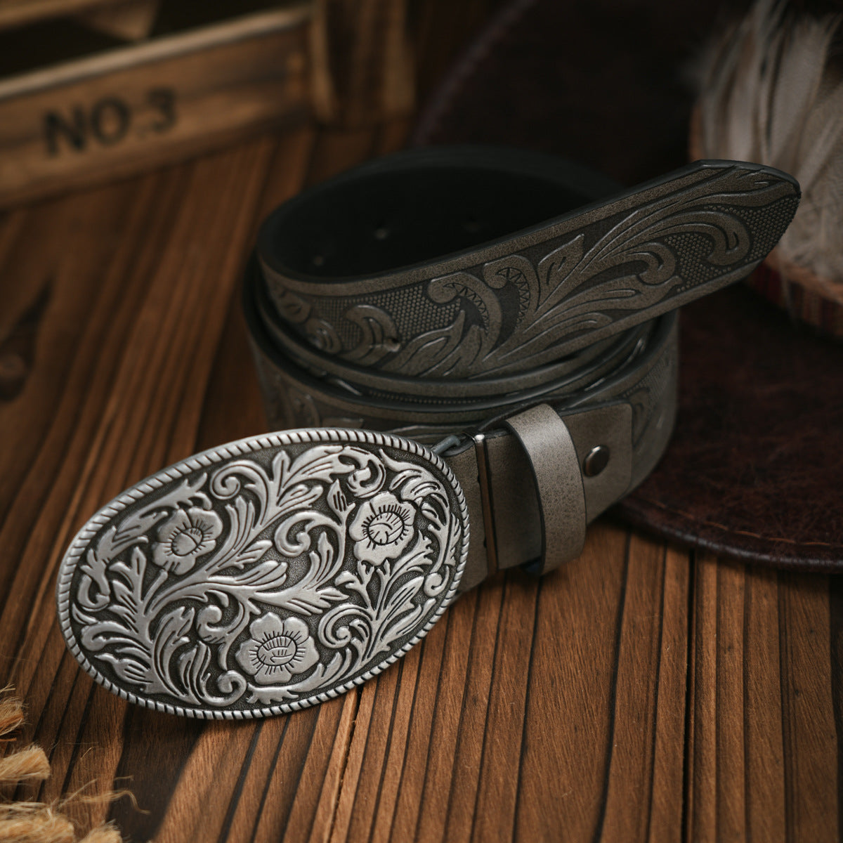 Glevato | Men's Western Style – Vegan Leather Belt with Solid Metal Buckle