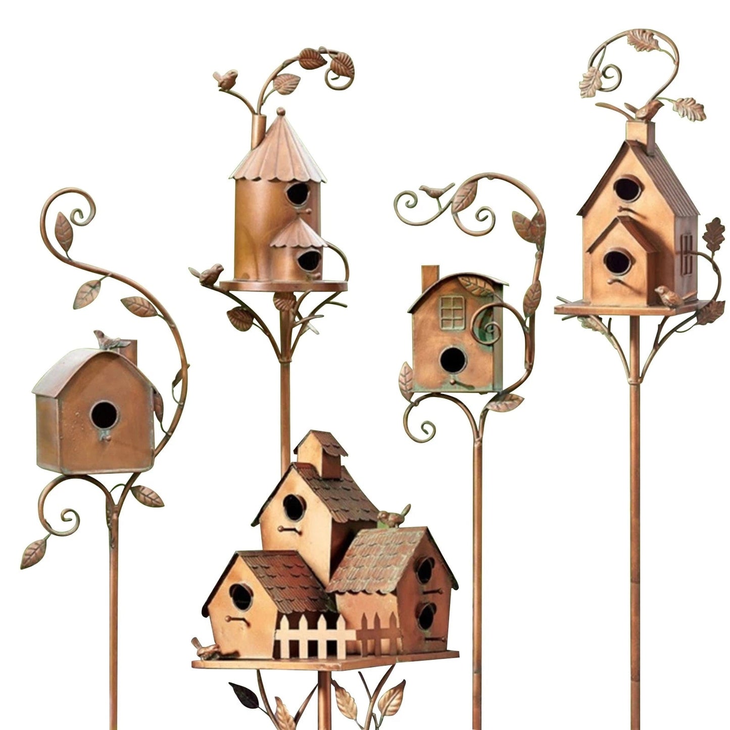 Glevato | Metal Art Birdhouse on Garden Stake - FeatherNest