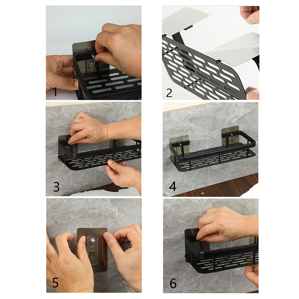 Glevato | Metal Suction Cup Bathroom Shelves