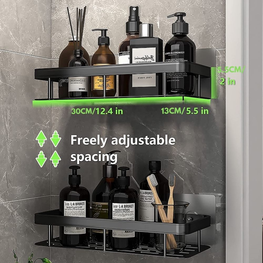 Glevato | Metal Suction Cup Bathroom Shelves