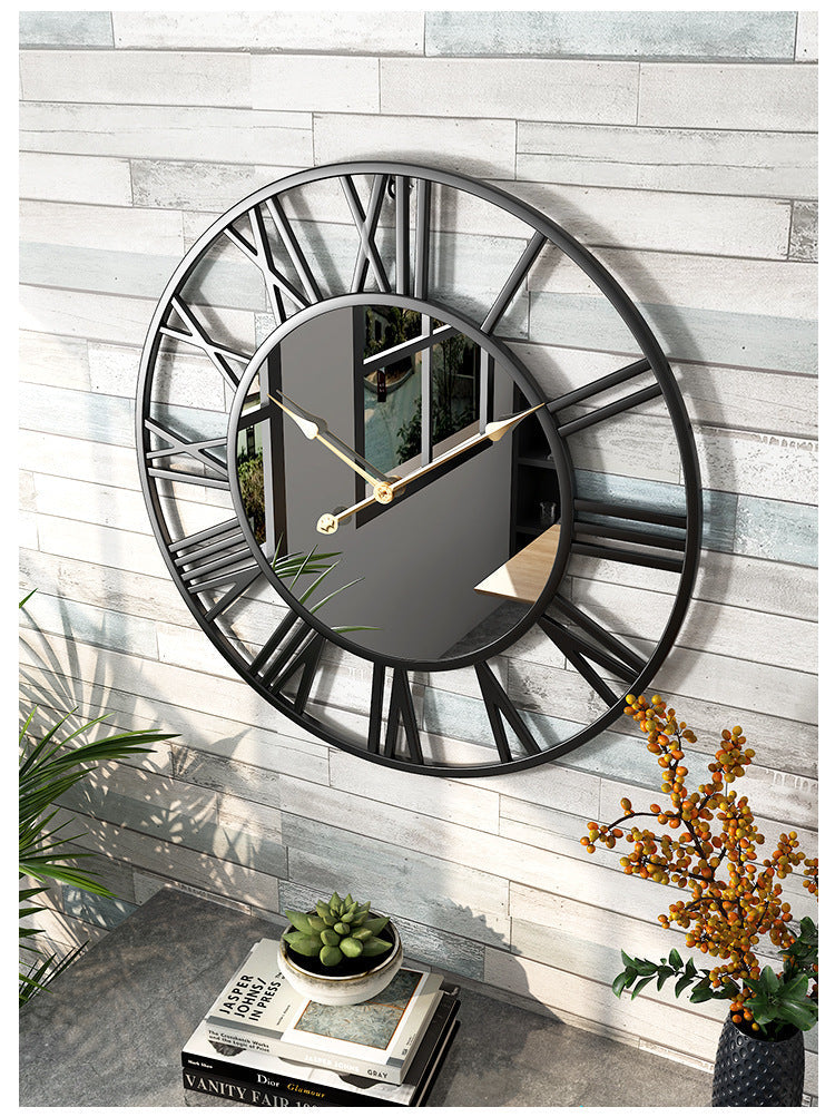 Glevato | Metal Vintage Large Wall Clock with Mirror 39cm