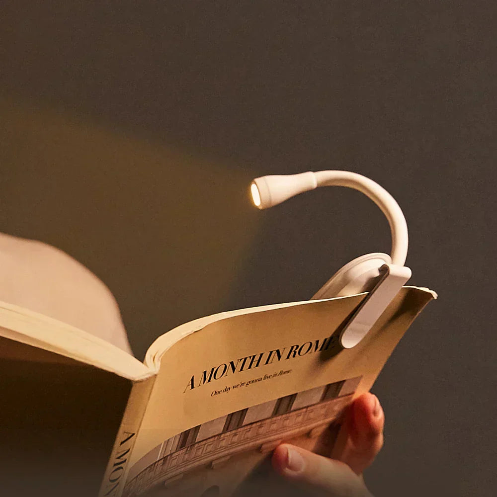 Glevato | Mini Book Light - Portable Clip Light with USB Charging, Dimmable LED for Bedroom, Eye Protection, and Camping - 360° Rotating Clip Book Lamp